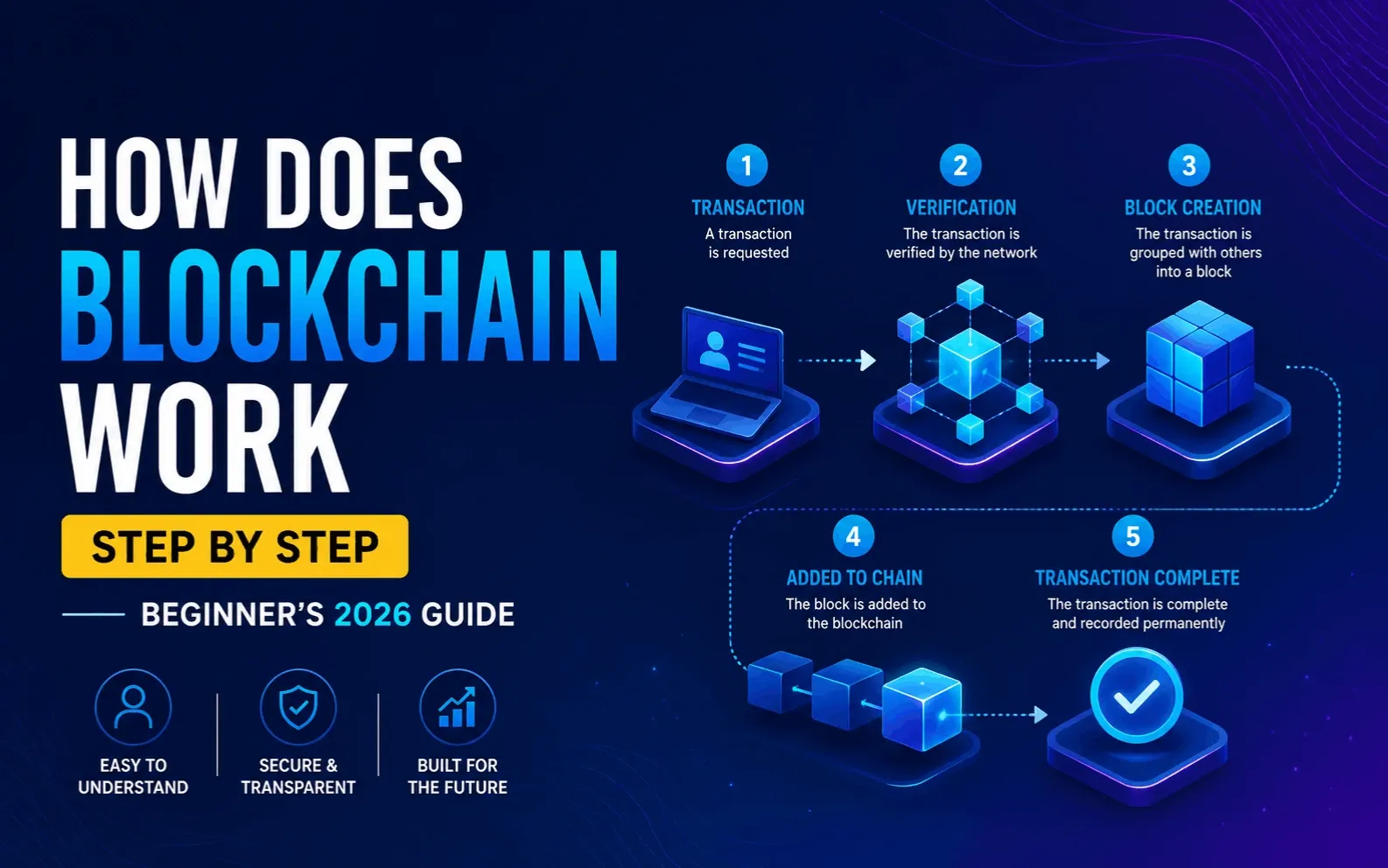 How Does Blockchain Technology Work Step by Step: Simple Beginner’s Guide (2026 Update)